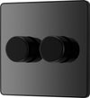 BG PCDBC82B Black Chrome Evolve 2 Gang 200W Intelligent Trailing Edge Dimmer Switch - Black Insert