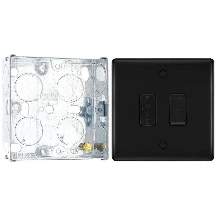BG Nexus Matt Black Triple 10A Fan Isolator Switch NFB15F with 25mm Steel Back Box