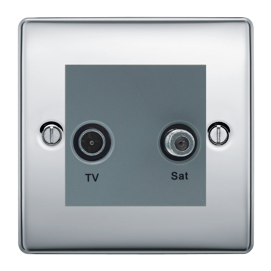 BG Nexus Metal Polished Chrome TV & Satellite Socket NPCTVSATG