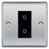BG Nexus Brushed Steel Single Master Touch Dimmer Switch Black Insert NBSTDM1B