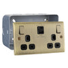 Antique Brass 13A 1x USB-A 1x USB-C Double Switched & Surface Pattress Back Box