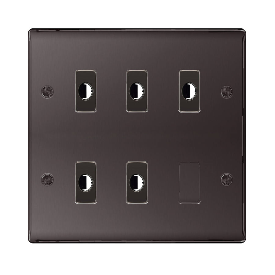 BG Nexus Metal Black Nickel 5 Gang Flex Outlet Socket