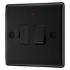 BG Nexus Matt Black 13A Neon Switched Fused Spur Unit NFB52 with 25mm Steel Back Box