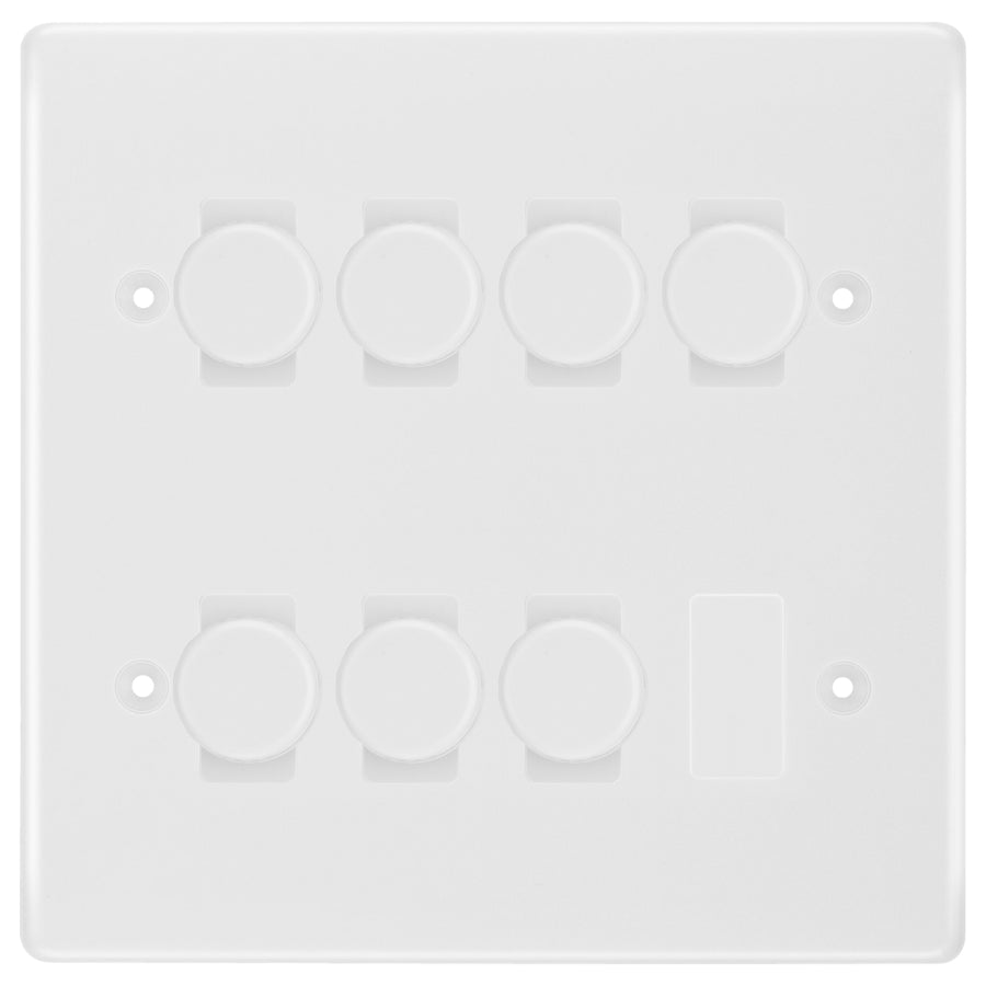 BG White 7 Gang Trailing Edge LED Dimmer Light Switch 2 Way Custom Switch