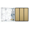 BG Evolve Satin Brass 2 Way Triple Edge to Edge Rocker Switch PCDSB43EB with 25mm Steel Back Box