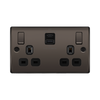 BG NBN22UAC45B Nexus Metal | Black Nickel - Black insert | USB A + C | 2 Gang Switched Socket