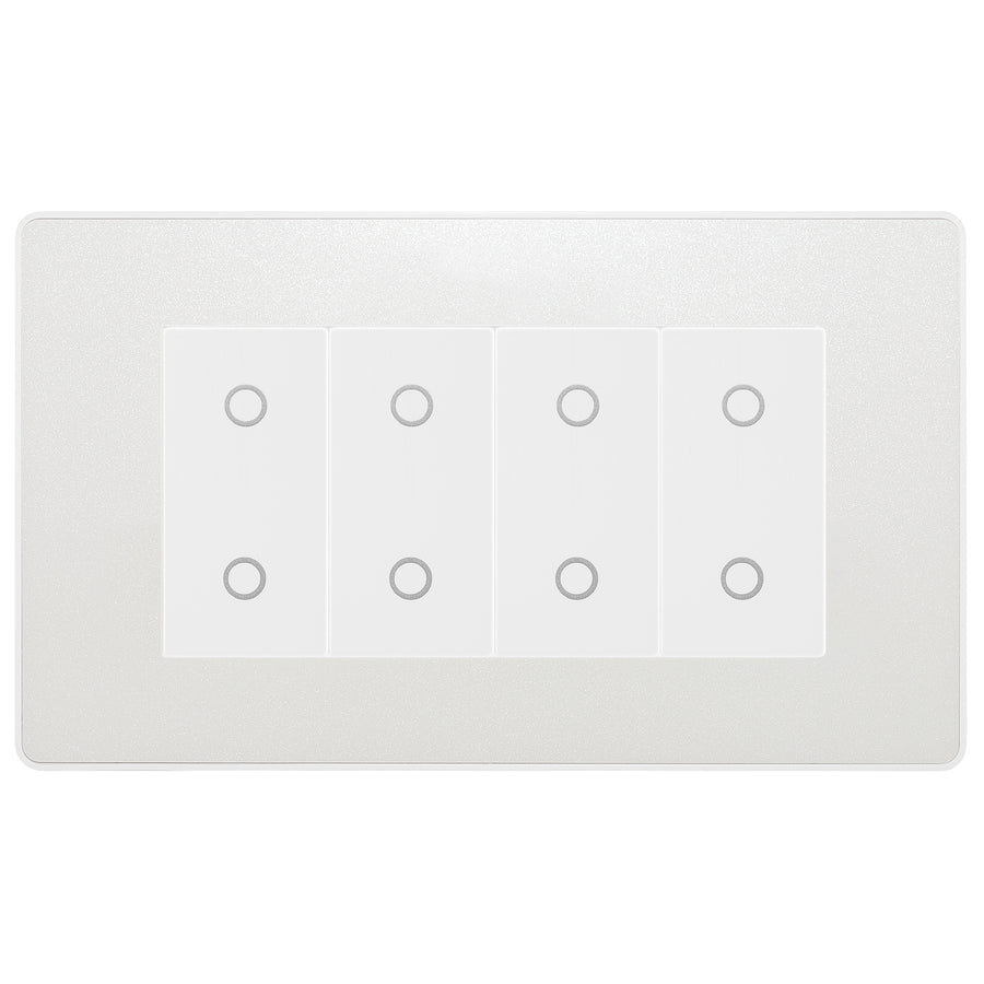 BG Evolve Pearlescent White Screwless Quad Secondary Touch Dimmer Switch PCDCLTDS4W