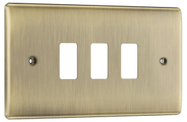 BG RNAB3 Nexus Metal Antique Brass 3 Module Grid Front Plate