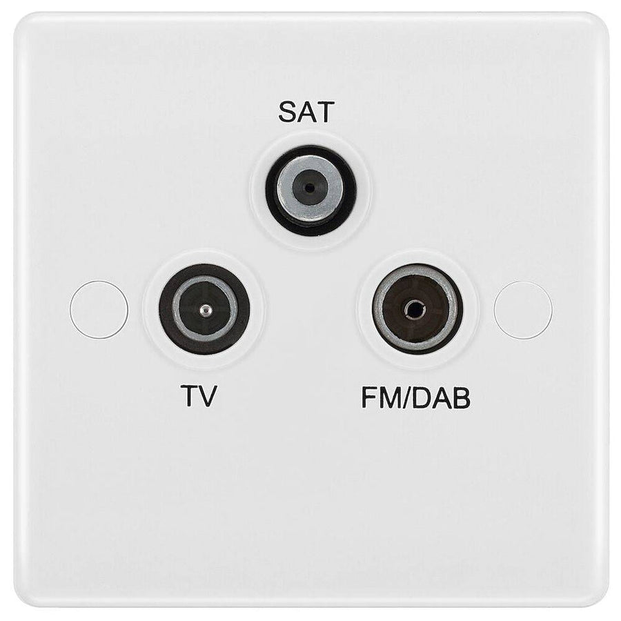 BG 867 Moulded Round Edge | White | 3 Gang Triplex TV FM and SAT Socket