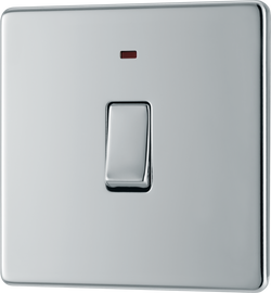 BG Electrical FPC31 Nexus Screwless Flat-Plate Single Switch Polished Chrome Neon 2 Way 20A