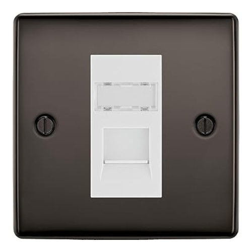 BG Nexus Black Nickel Single 1 Gang RJ45 Data Socket NBNRJ451W White Insert