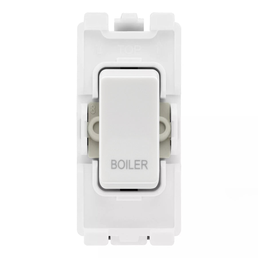 BG RRBLW White 20A DP Appliance Grid Switch Labelled Boiler