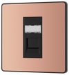  PCDCPRJ451B Front - This Evolve Polished Copper RJ45 ethernet socket from British General uses an IDC terminal connection and is ideal for home and office, providing a networking outlet with ID window for identification.