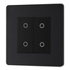 BG Evolve Matt Black Double Master Touch Dimmer Switch PCDMBTDM2B with 35mm Steel Back Box