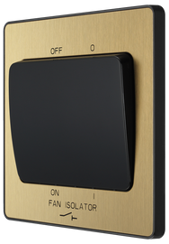 BG Evolve PCDSB15B Satin Brass 10A 3 Pole Fan Isolator-Black Insert