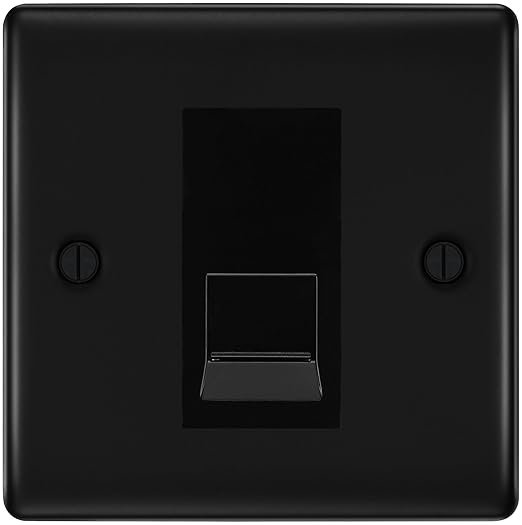 BG Nexus Matt Black Single RJ11 Telephone Socket NFBRJ111 - Black Insert