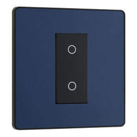 BG Evolve Matt Blue Single Master Touch Dimmer Switch PCDDBTDM1B with 35mm Steel Back Box