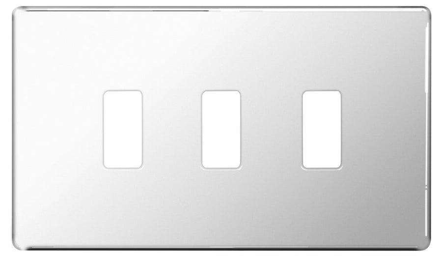 BG Nexus GFPC3 Grid Chrome Screwless 3 Gang Front Plate