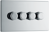 FPC84 Front - This trailing edge quadruple dimmer switch from British General allows you to control your light levels and set the mood. The intelligent electronic circuit monitors the connected load and provides a soft-start with protection against thermal.