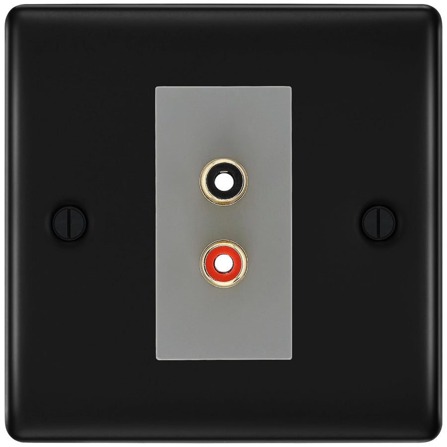 BG Nexus Matt Black Euro Module RCA X 2 Outlet NFBRCA2G