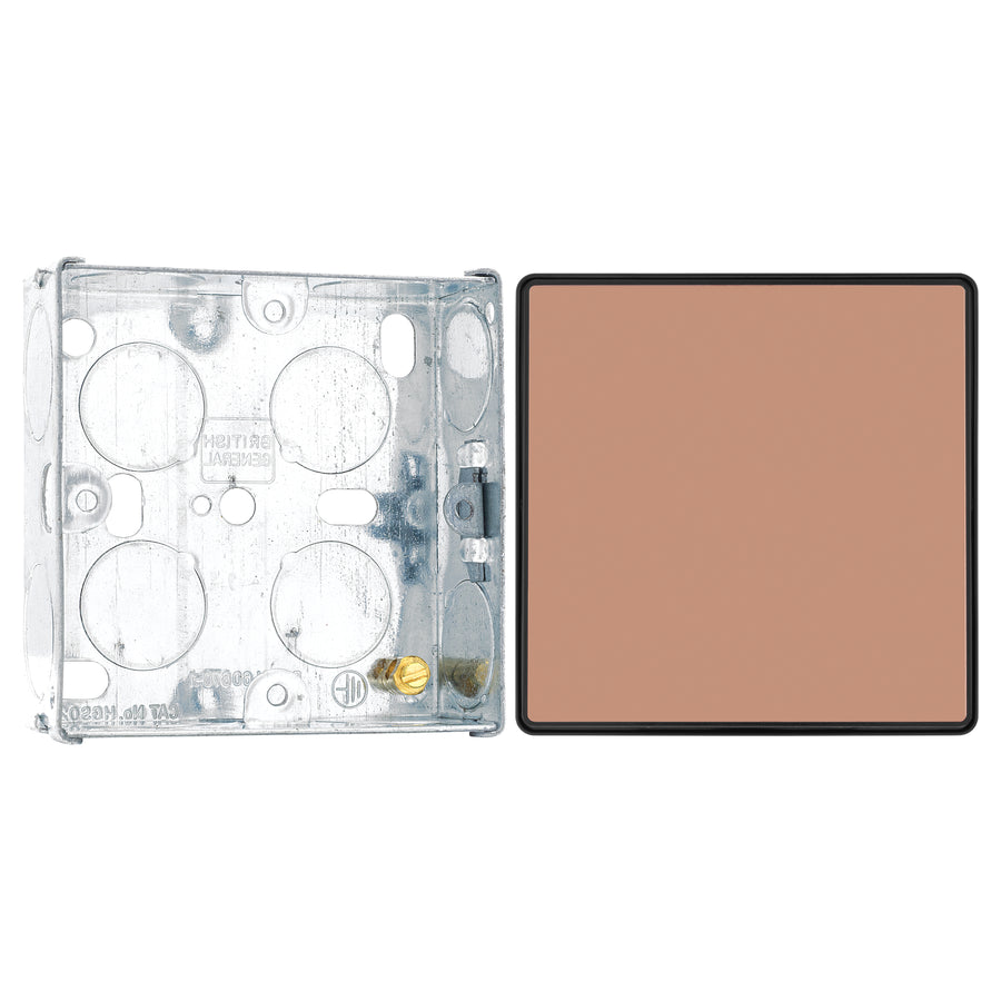 BG Evolve Polished Copper 2 Way Single Edge to Edge Rocker Switch PCDCP12EB with 25mm Steel Back Box