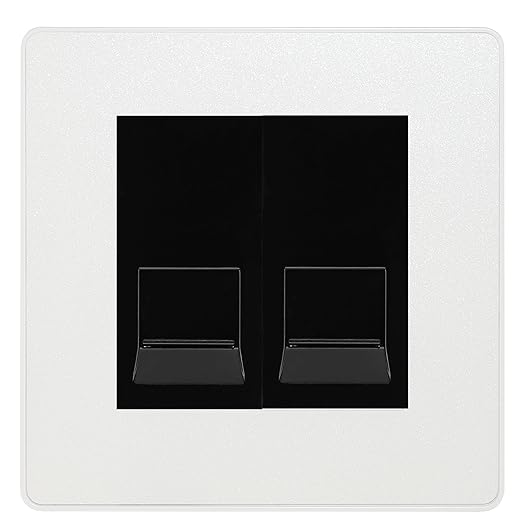BG Evolve Pearlescent White Double RJ11 Telephone Socket PCDCLRJ112 - Black Insert