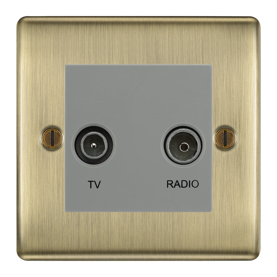 BG Nexus Metal Antique Brass TV & FM Socket NAB66G