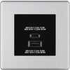 BG Brushed Steel 45W USB Wall Socket Euro Module USB-A & C - Black Insert