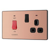 BG Evolve Polished Copper 45A Switch 13A Switched Socket Cooker Control Unit PCDCP70B with 35mm Steel Back Box