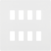 RPCDCL8W Front - The Grid modular range from British General allows you to build your own module configuration with a variety of combinations and finishes. This pearlescent white finish Evolve front plate clips on for a seamless finish, and can accommodate 8 Grid modules - ideal for commercial applications.