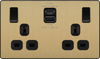 BG Evolve PCDSB22UAC22B 13A Double Switched Socket + USB A+C (22W) - Satin Brass