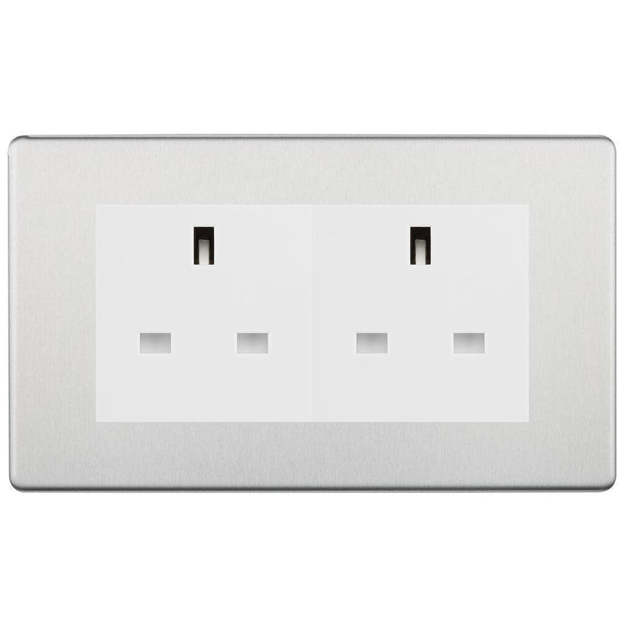 BG Screwless Brushed Steel 4 Gang 13A Unswitched Socket -FBS4GUSSW