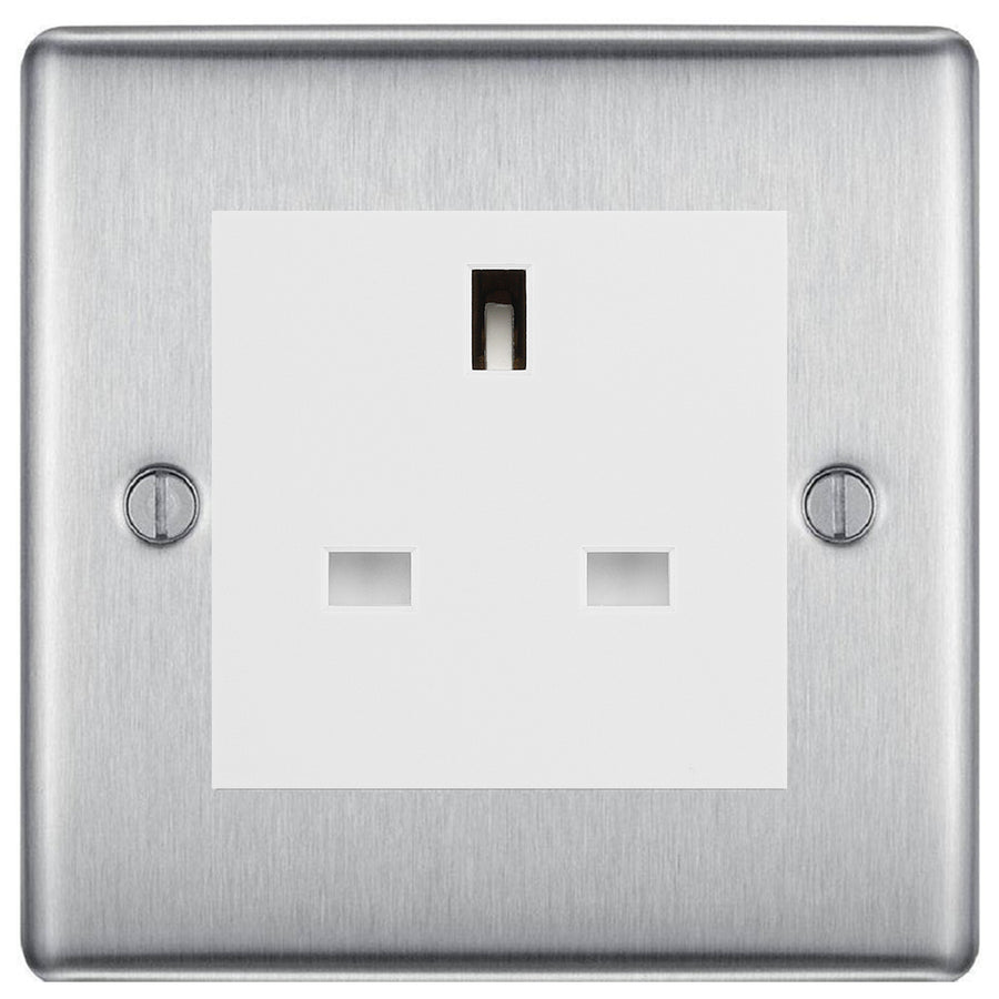 BG Nexus Brushed Steel 13A Unswitched Socket NBSUSSW