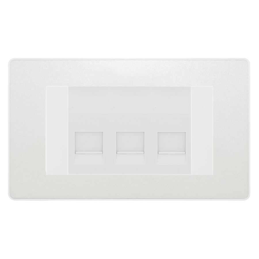BG Evolve Pearlescent White 3 Gang Master Telephone Socket, Screw Terminal - White Insert