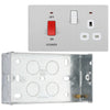 BG Evolve Brushed Steel 45A Switch 13A Switched Socket Cooker Control Unit PCDBS70W with 25mm Steel Back Box