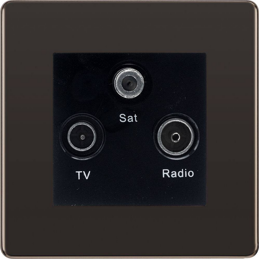 BG Nexus Screwless Black Nickel TV/FM/SAT Socket FBN67B