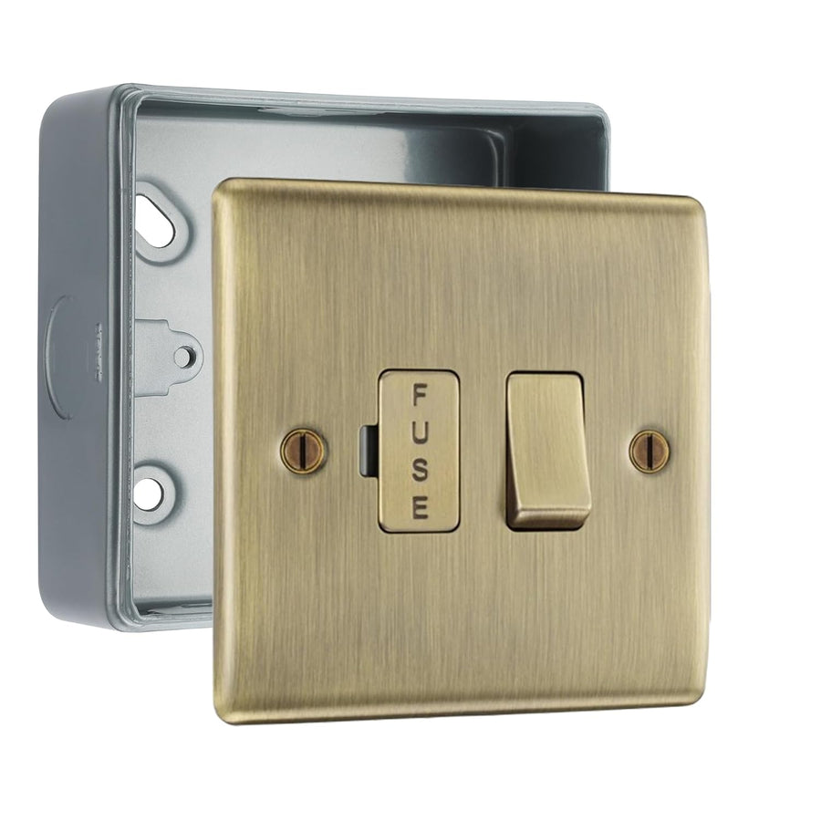 BG Nexus Antique Brass 13A Switched Fused Connection Unit with Surface Pattress Back Box