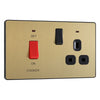 BG Evolve Satin Brass 45A Switch 13A Switched Socket Cooker Control Unit PCDSB70B with 25mm Steel Back Box