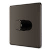 BG Screwless Black Nickel 200W 2 Way Single Trailing Edge Dimmer Switch FBN81 with 35mm Steel Back Box