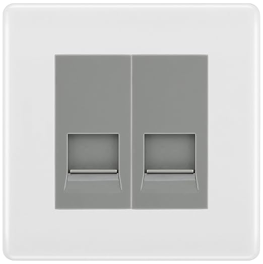 BG White Moulded Double RJ11 Telephone Socket NWMRJ112 - Grey Insert