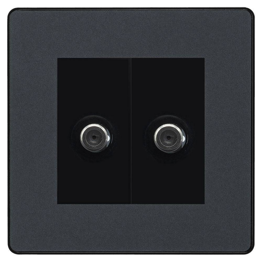 BG Evolve Matt Grey Double Satellite Socket PCDMG642B