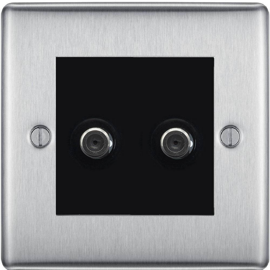 BG Nexus Metal Brushed Steel Double Satellite Socket NBS642B