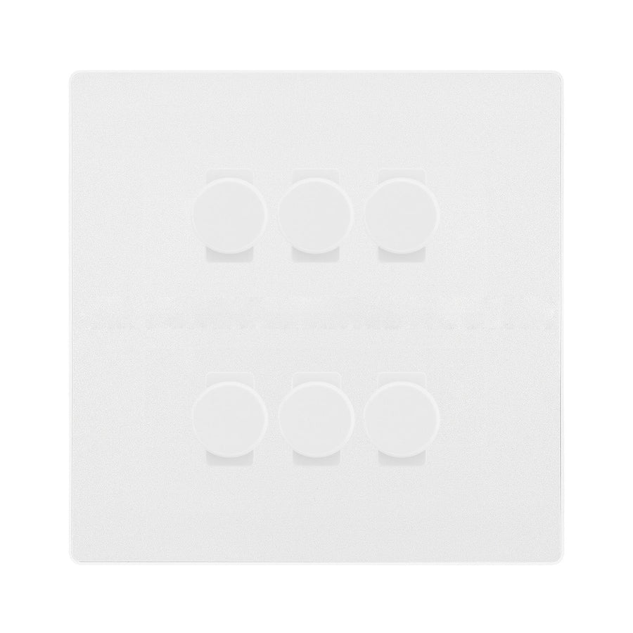 BG Evolve Pearlescent White 6 Gang Trailing Edge LED Dimmer Light Switch 2 Way Custom Switch