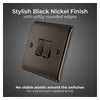 BG Nexus Black Nickel 20A, 16AX 2 Way Double Light Switch NBN42 and 25mm Steel Back Box