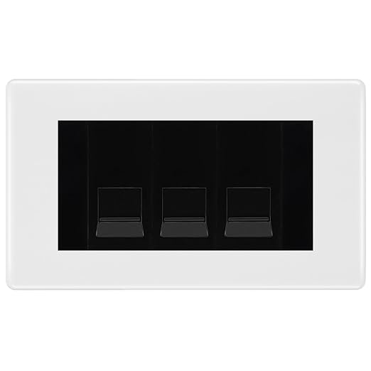 BG White Moulded 3 Gang IDC Secondary Telephone Socket - Black Insert
