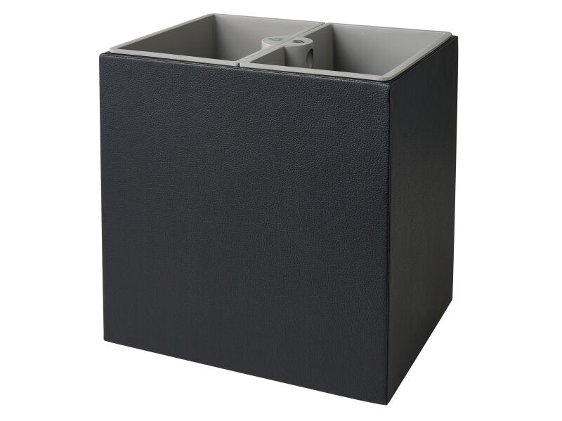 Corby Highland Rectangular Dual Recycling Bin in Black PU Leather with Plastic Inserts