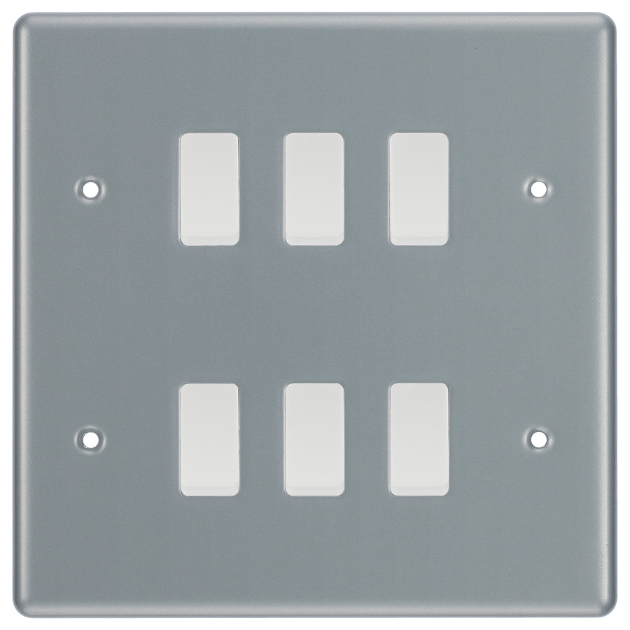BG Metal Clad 6 Gang 2 Way Custom Grid Light Switch with Back Box Included