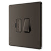 BG Screwless Black Nickel 13A Switched Spur FBN50 with 35mm Steel Back Box