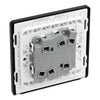 BG Evolve Matt Black 2 Gang 20A 16AX 2 Way Light Switch PCDMB42B with 35mm Steel Back Box