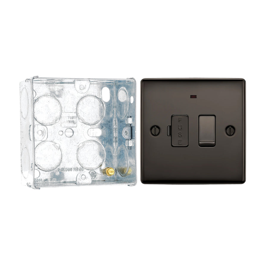 BG Nexus Black Nickel 13A Neon Switched Fused Connection Unit NBN52 with 35mm Steel Back Box
